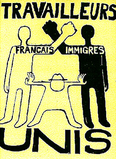 Poster from Atelier Populaire, Sorbonne, 1968 - French and Immigrant workers unite!
