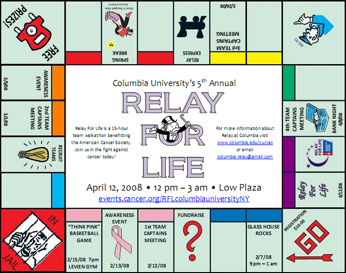 Columbia University Relay for Life Events Calendar