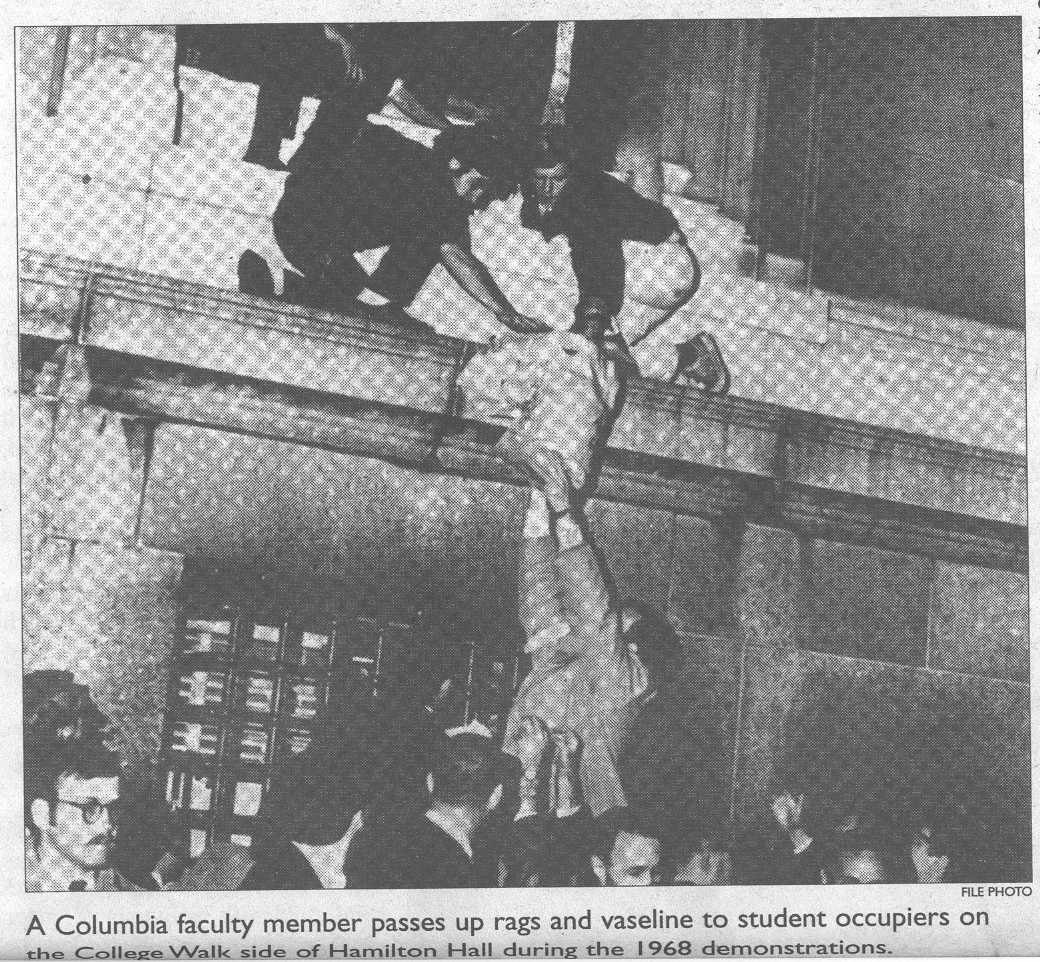 Students occupying the Columbia University President's Office in Low
 Library, April 1968