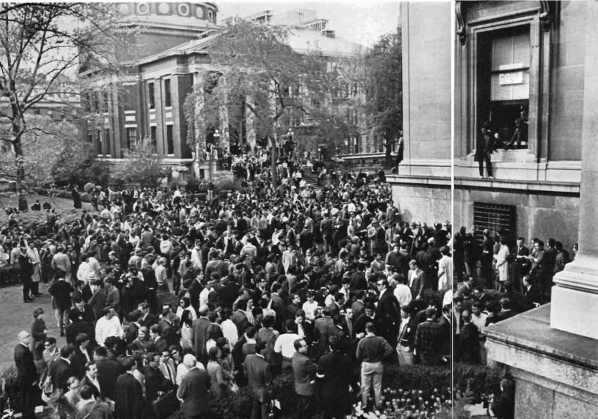 The scene outside Low Library