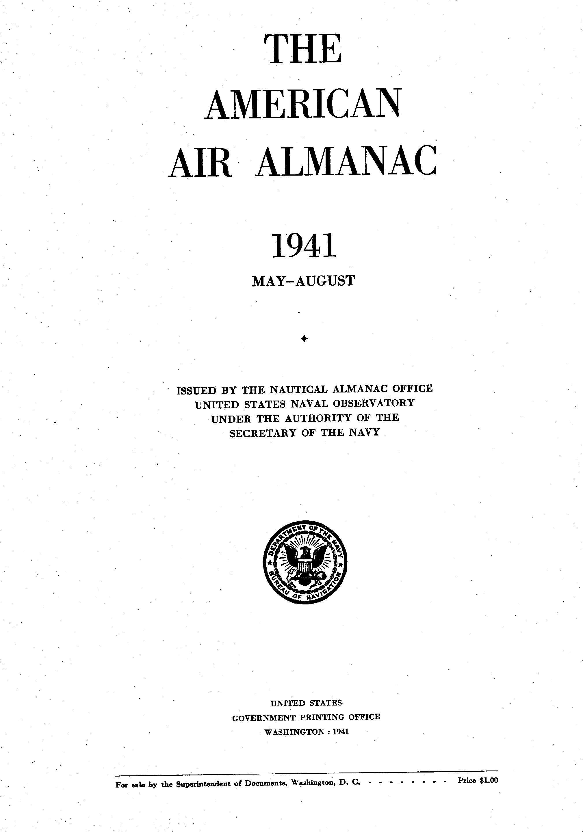 American Air Almanac 1941 title page