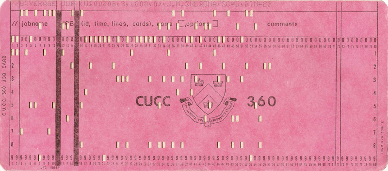 Columbia University punch card