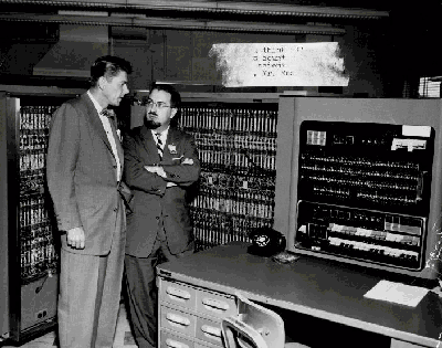 Herb Grosch and friend with IBM 701