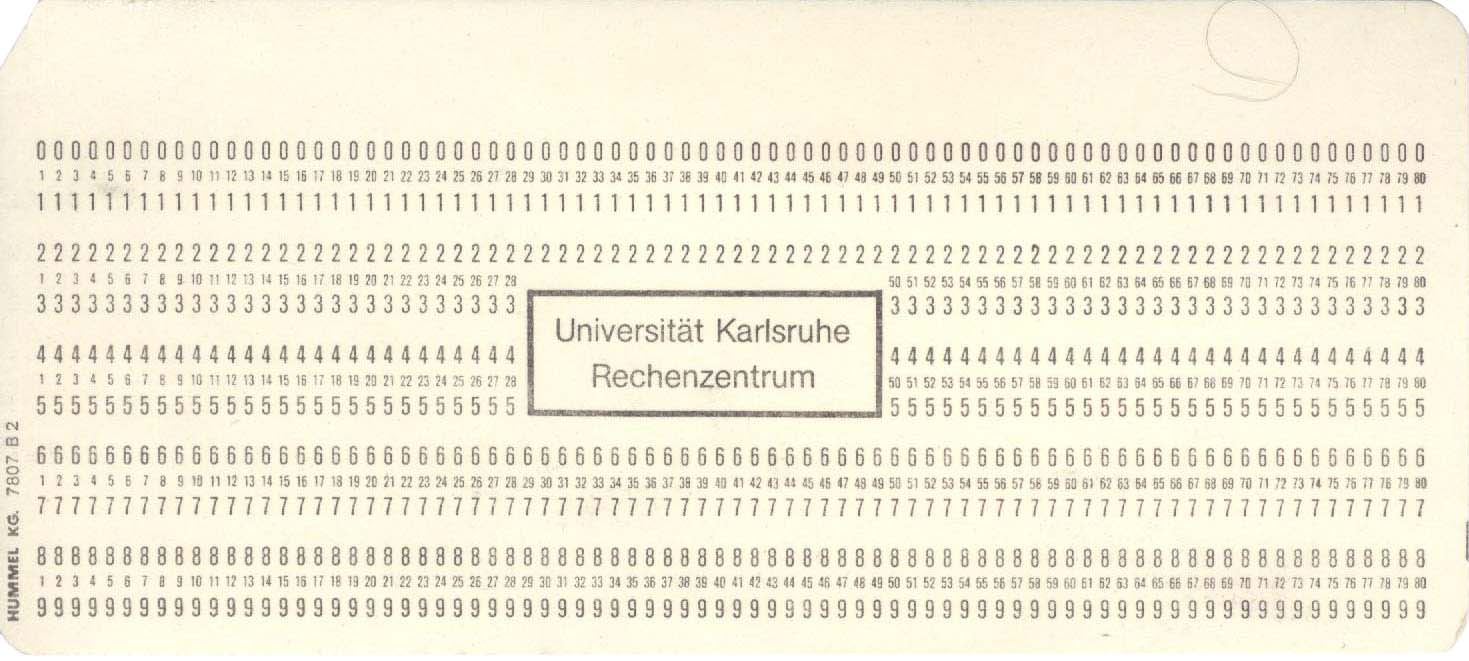 University of Karlsruhe punch card