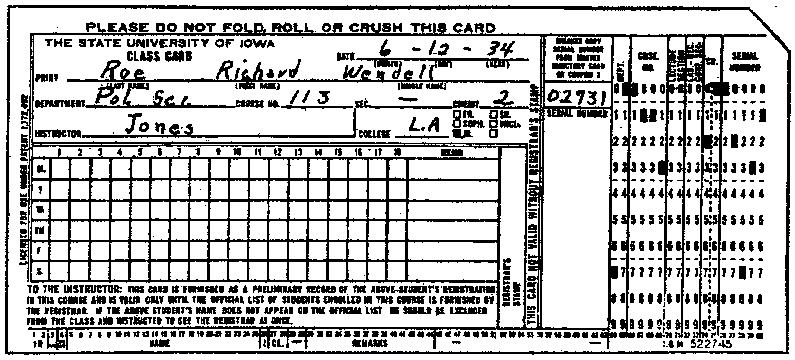IBM 80-column punch card