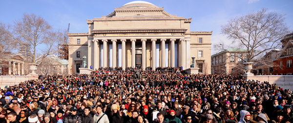 Students watching Barack Obama's Inauguration