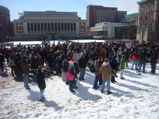 Antiwar rally on Low Plaza on strike day, February 15, 2007