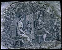 Alexander Anderson (1775-1870) 
Wood engraving of garden-house scene, 6.5 x 8 cm., RBML, Woodblock No. 6