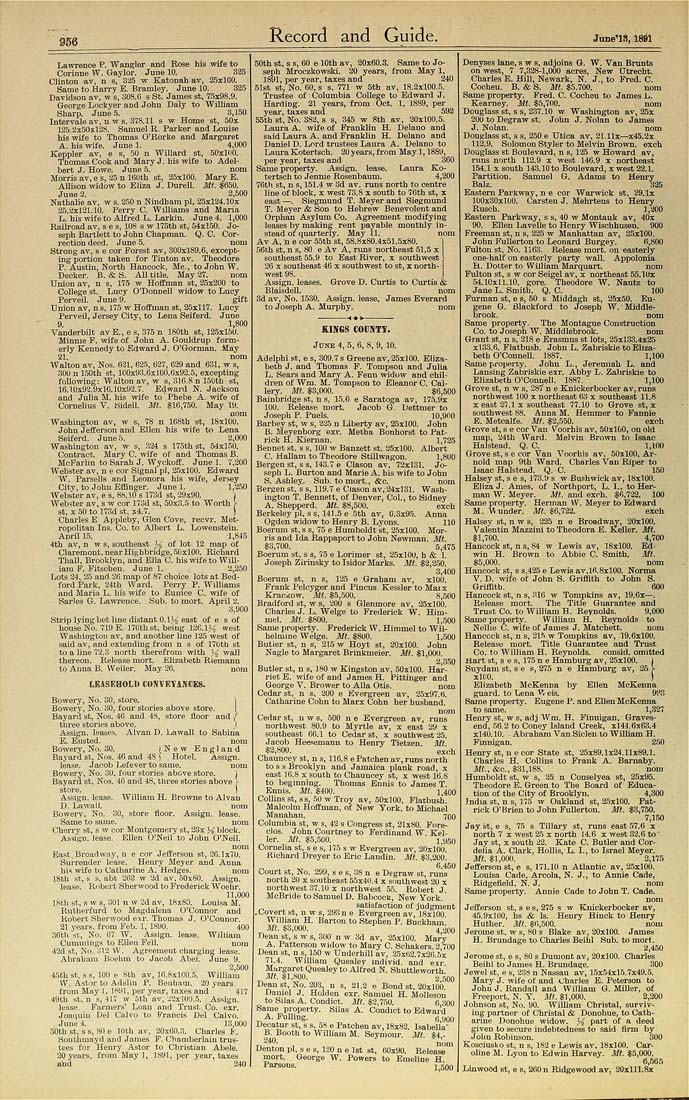 Columbia University Libraries Real Estate Record And Builders Guide V 47no 1190 Jan 3 1891 No 1215 June 27 1891