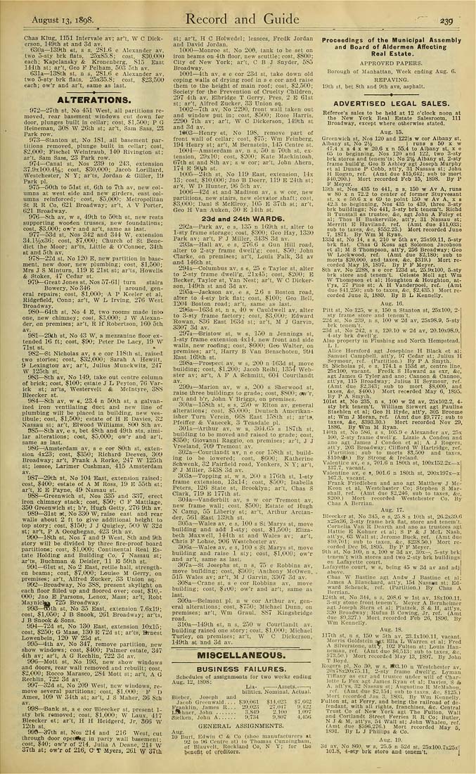 Columbia University Libraries Real Estate Record And Builders Guide V 62no 1581 July 2 1898 No 1607 Dec 31 1898