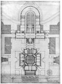 Undated drawings for the ground floor of a University Hall library