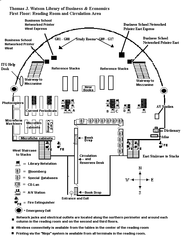 Floorplan of the Business & Economics Library