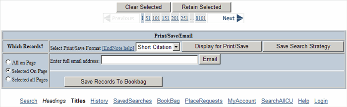 CLIO Print/Save/Email Screen Shot