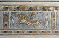 Fresco of the Bull-leapers, ca. 1500 BCE. Knossos, eastern wing of palace. Minoan, New-Palace Period.