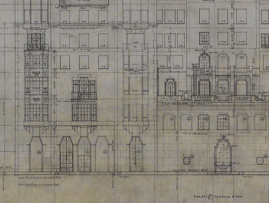 William L. Bottomley, River House, Manhattan, New York, 1930. Detail of lower stories.