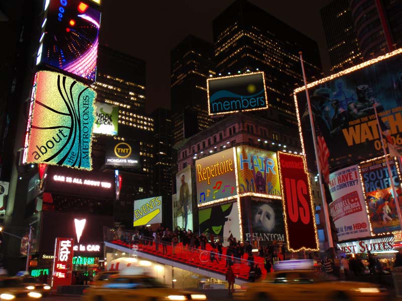 New York City Times Square Billboards at Night