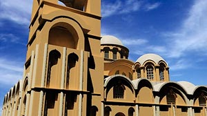 Model of Kariye Camii with arched roof, closed arcades, and bell tower 