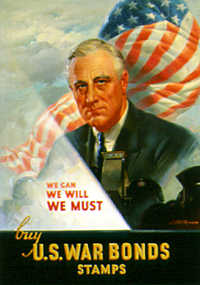 War Bond Poster featuring President Franklin Delano Roosevelt