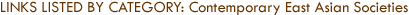 Links Listed by Category: Contemporary East Asian Societies