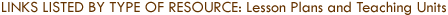 Links Listed by Type of Resource: Lesson Plans and Teaching Units