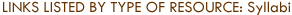 Links Listed by Type of Resource: Syllabi