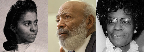 From left to right, Marie Maynard Daly, James Meredith and Shirley Chisholm.