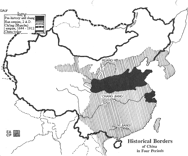 map: Historical Borders in Four Periods
