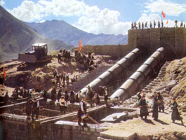 The construction of a hydroelectric station in Tibet (c.1974). The construction of a hydroelectric station in Tibet (c.1974).