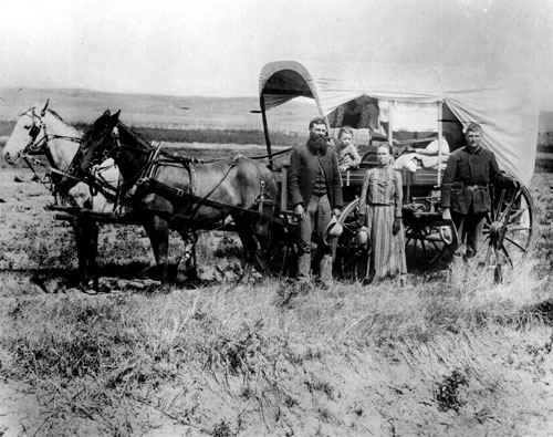 "The Covered Wagon of the Great Western Migration. 1886 in Loup Valley, Nebraska"