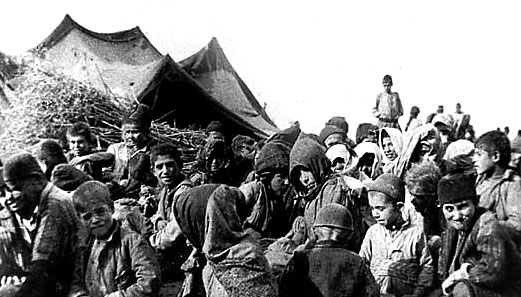 Orphaned Armenian children in the open