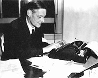 T. S. Eliot at his typewriter