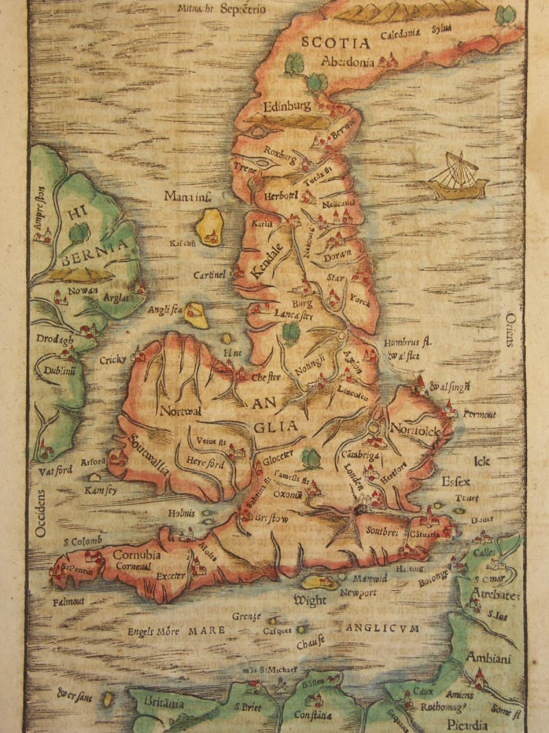 Details about   British Isles Great Britain old antique early map Munster 1544 art poster print 