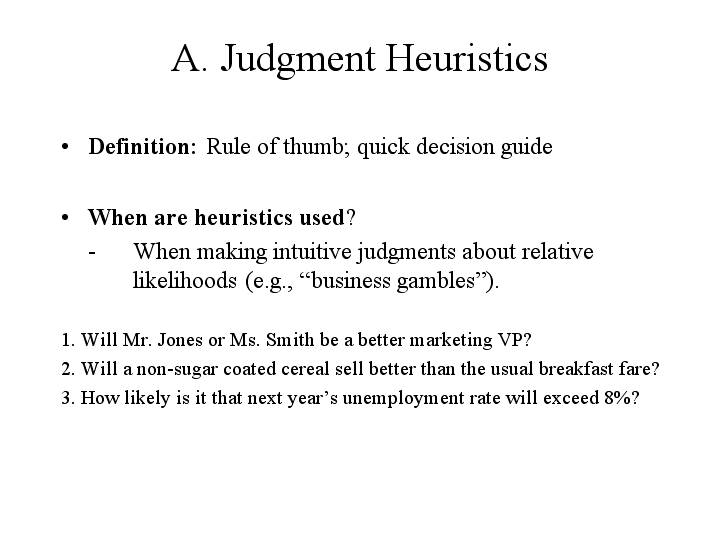 A. Judgment Heuristics