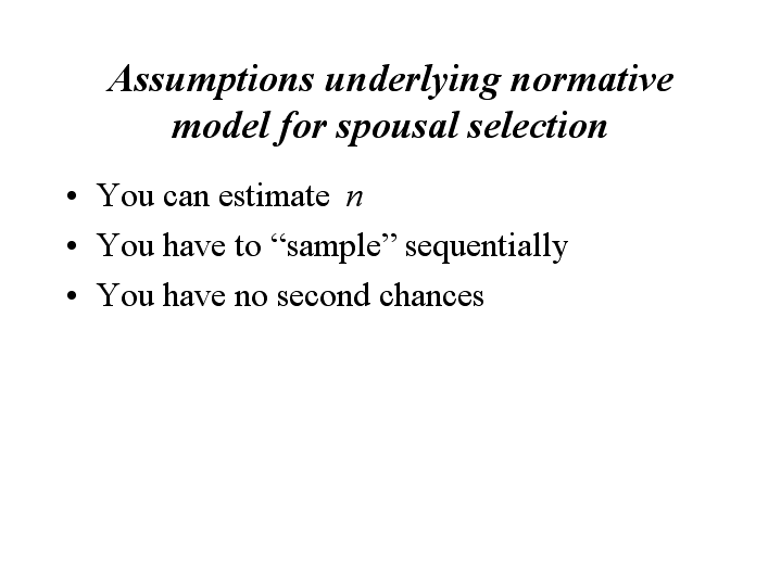 Assumptions underlying normative model for spousal selection