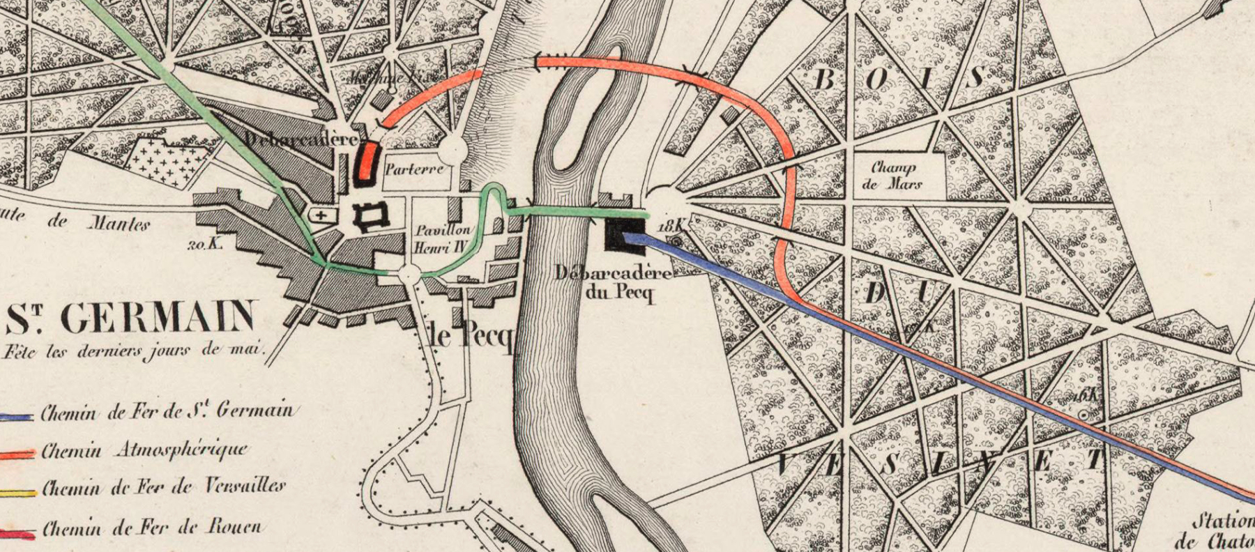 Map 1846 showing Vesinet and St Germain