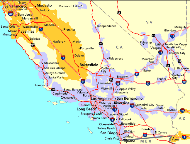 California and Las Vegas Area Coverage Map