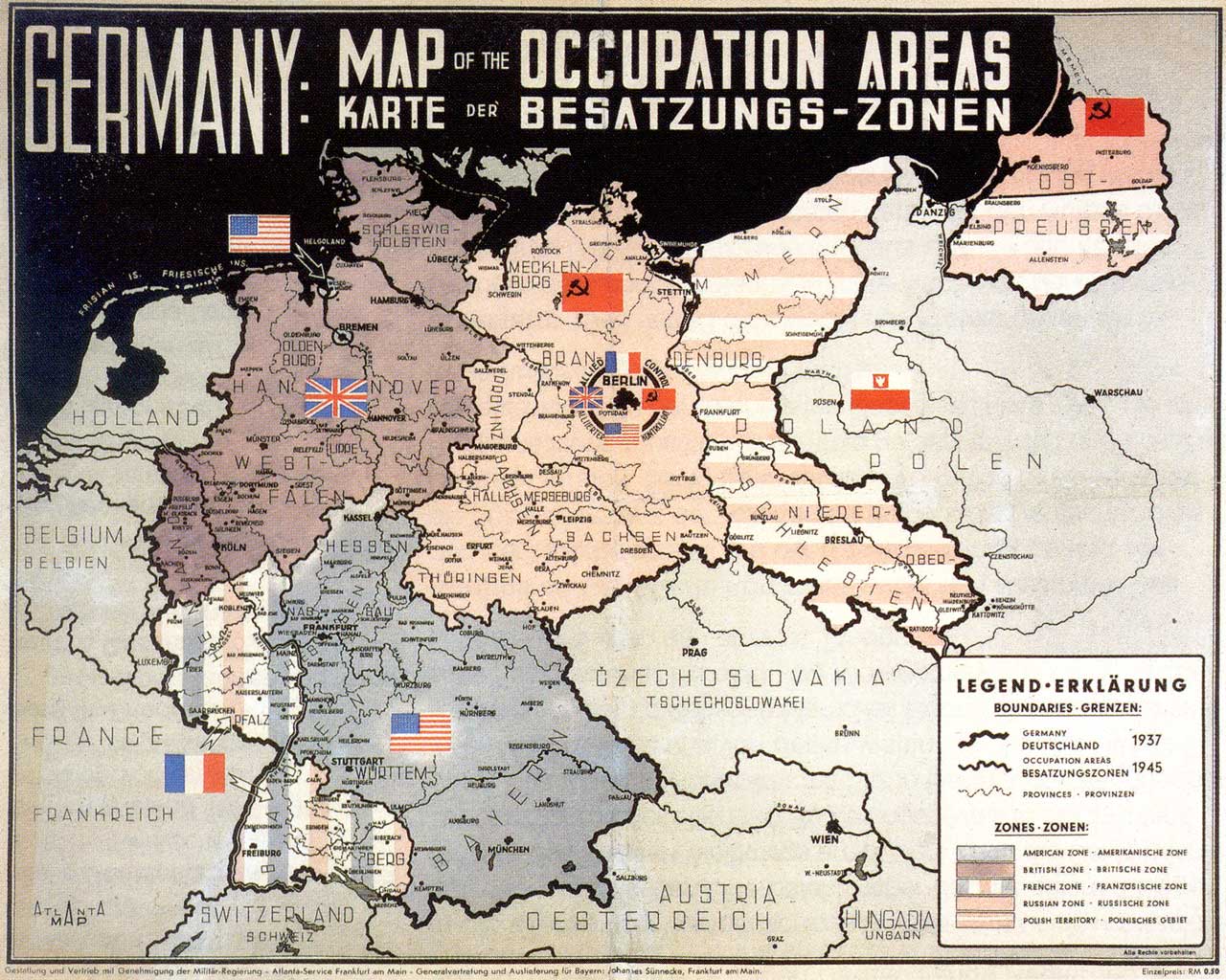 Postwar German occupation zones 1945