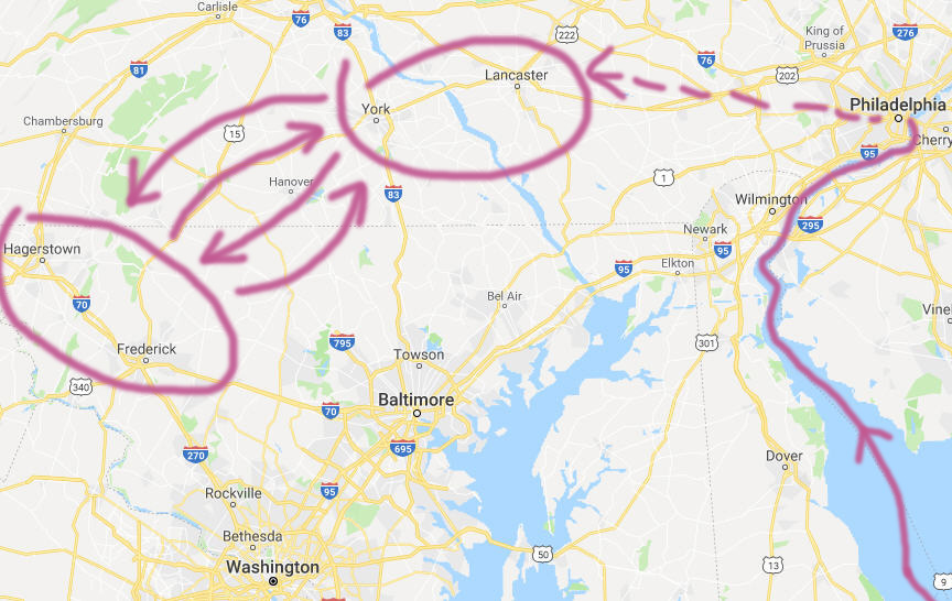 Pennsylvania and Maryland