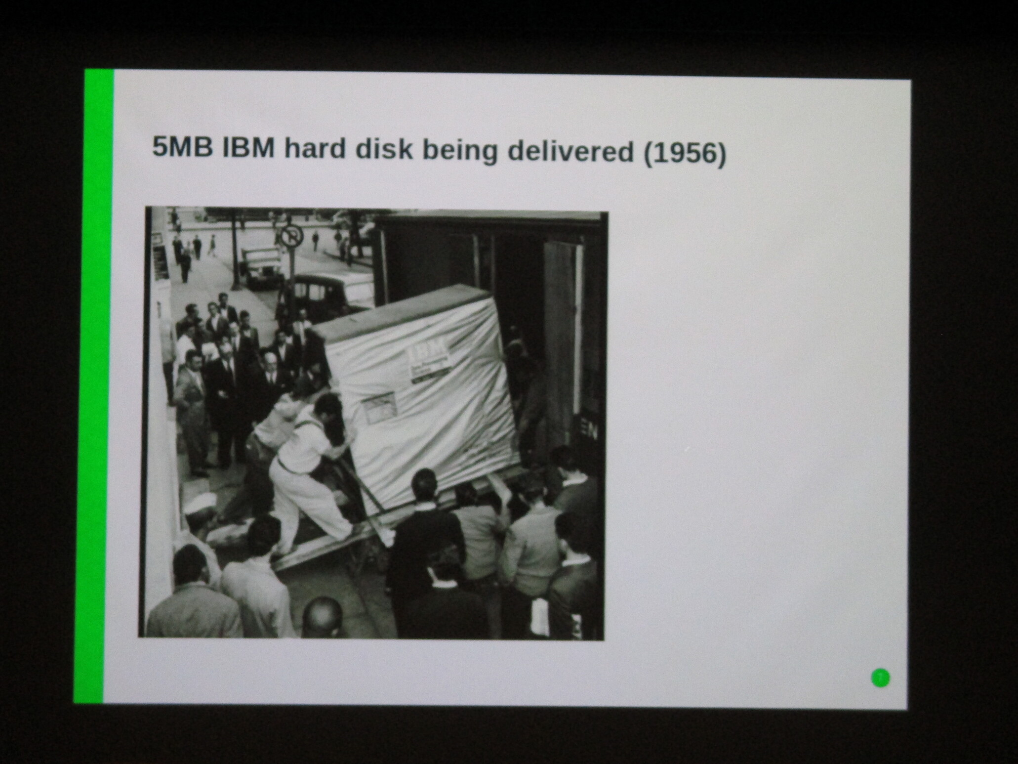 5MB IBM hard disk being delivered (1956)