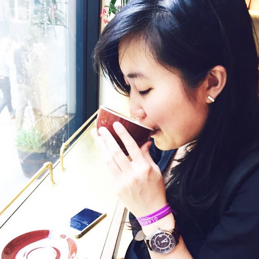 drinking coffee