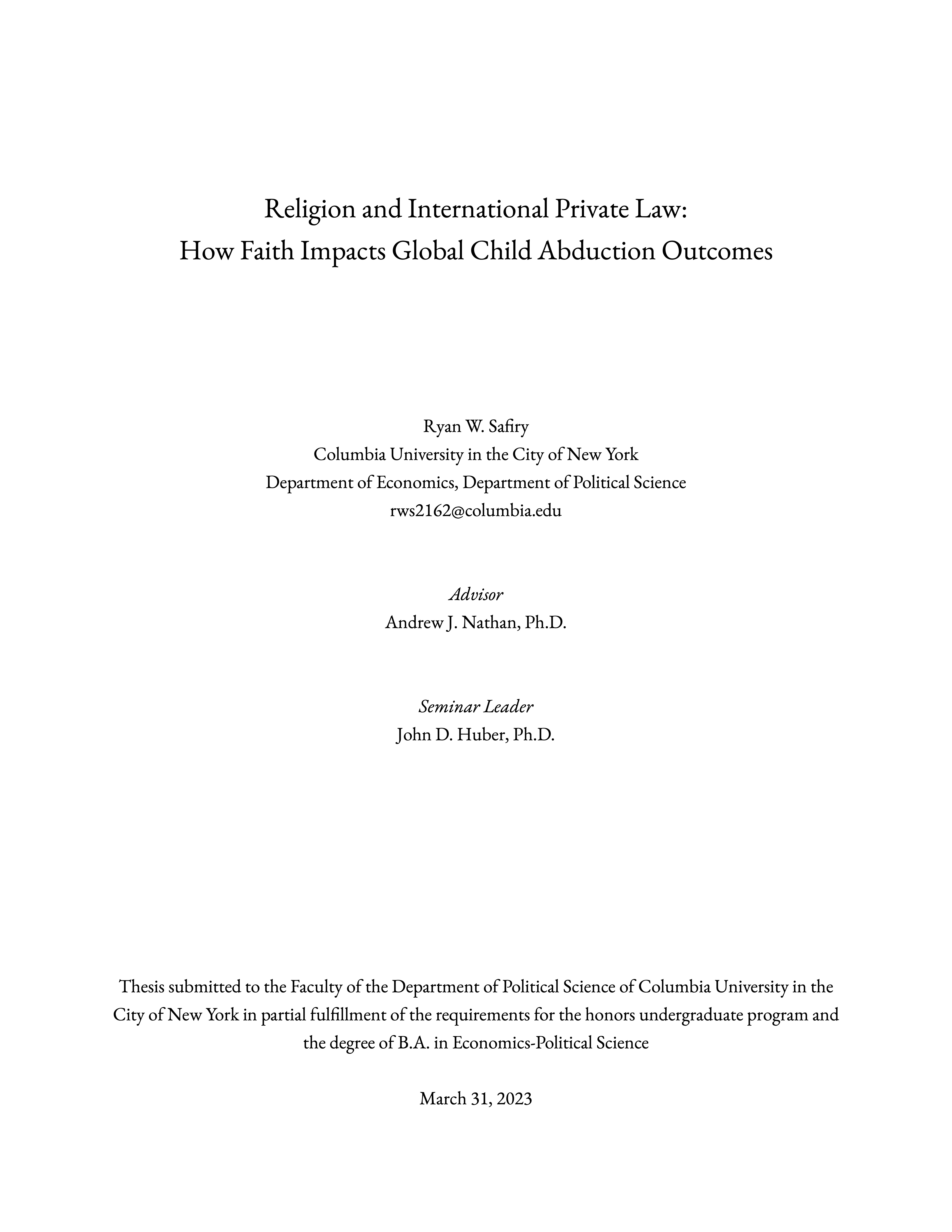 Paper Cover Page