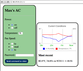 screenshot of mobile AC web interface