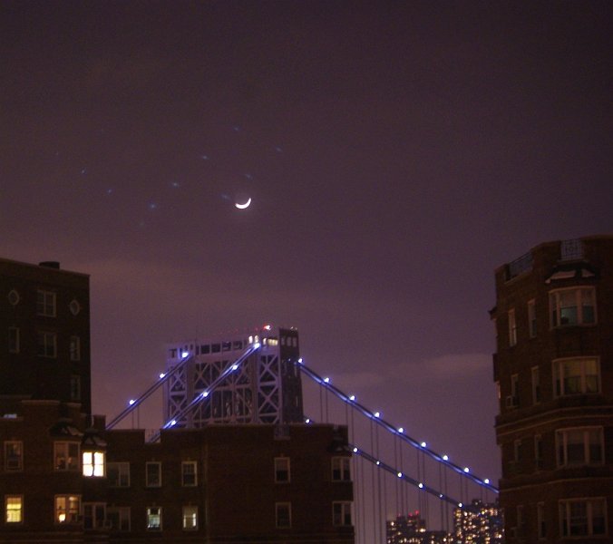 IMGP7254a.JPG - Snow lights?  (just to the left of the moon. Real: visible to the naked eye)