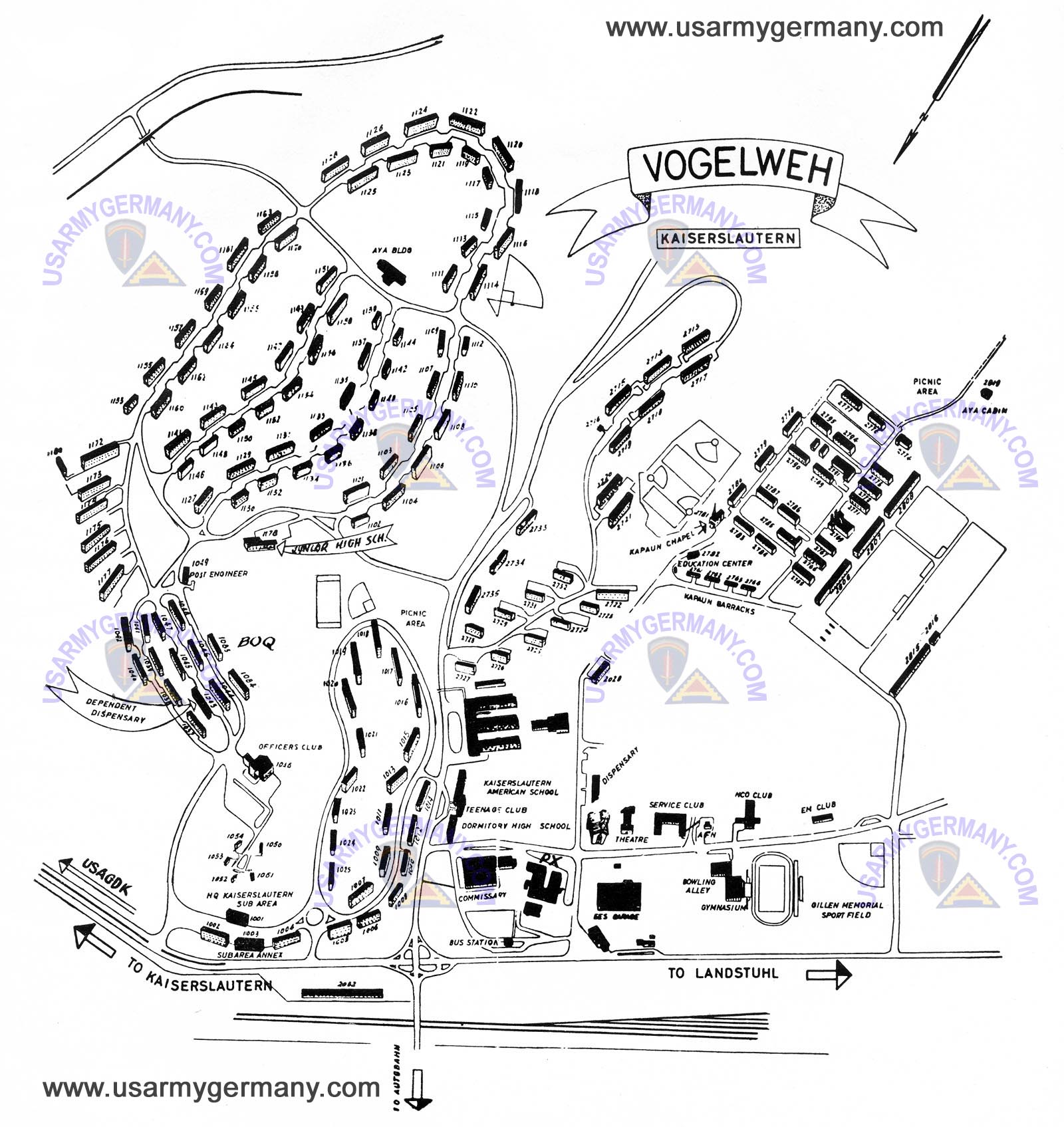 Vogelweh area map - Click to enlarge Vogelweh area map