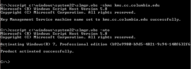 windows 7 activation via command prompt