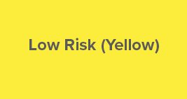 Low risk (yellow); color block of yellow hex #FCEC3B