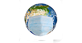 Globe of Earth wearing a surgical mask