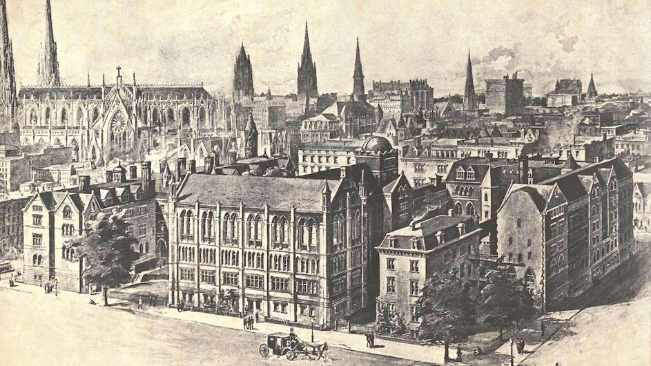 In 1857, the College moved from Park Place in lower Manhattan to 49th Street and Madison Avenue, in midtown Manhattan.