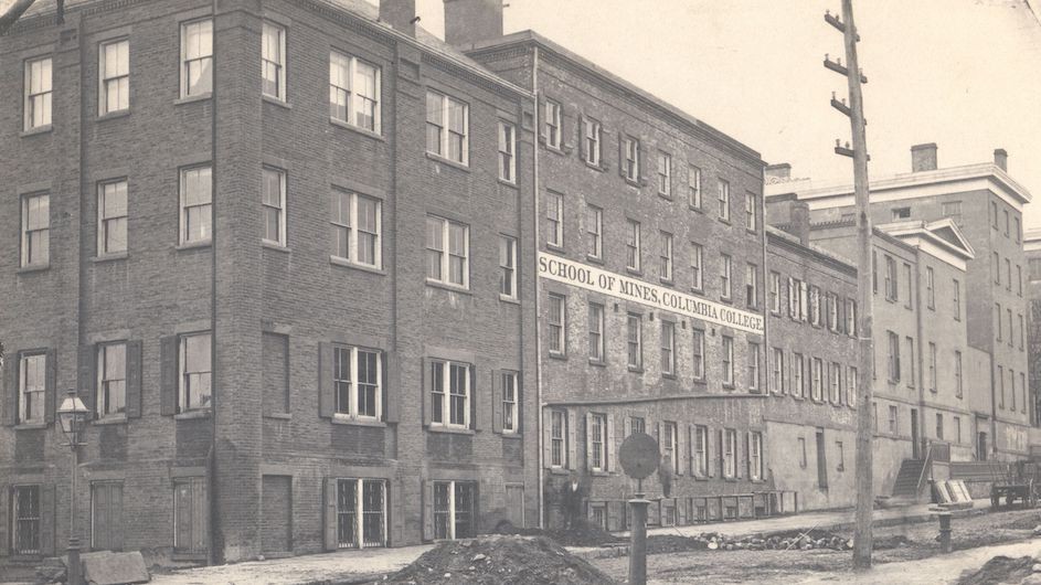 The Columbia School of Mines, the first mining and metallurgy school in the U.S. and the precursor to today’s Fu Foundation School of Engineering and Applied Science, was established in 1864. The Columbia School of Mines, the first mining and metallurgy school in the U.S. and the precursor to today’s Fu Foundation School of Engineering and Applied Science, was established in 1864.