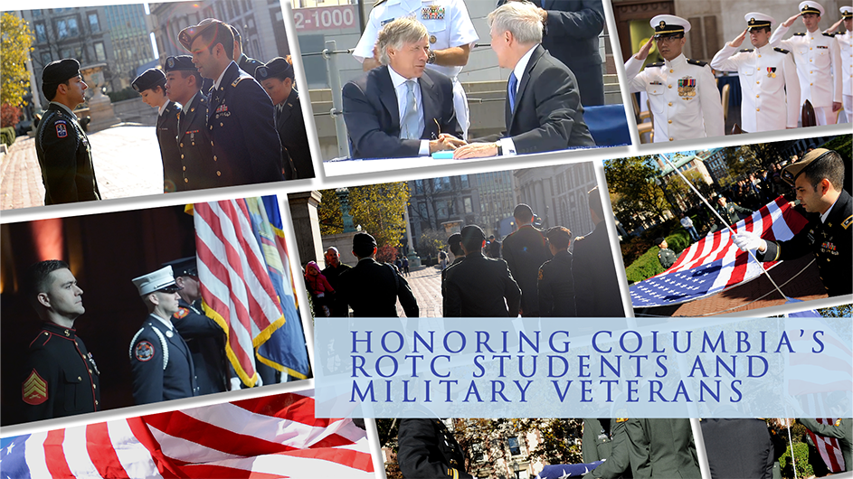 A collage that reads: "Honoring Columbia’s ROTC Students and Military Veterans this Veterans Day"